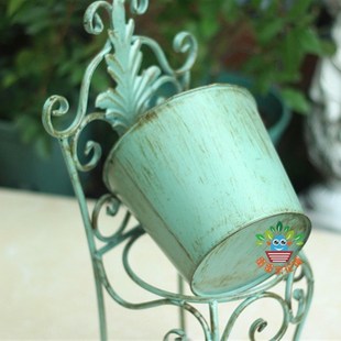 落地式 仿古椅子花盆架铁艺花架 欧式 绿萝多肉花架子园艺摆设 包邮