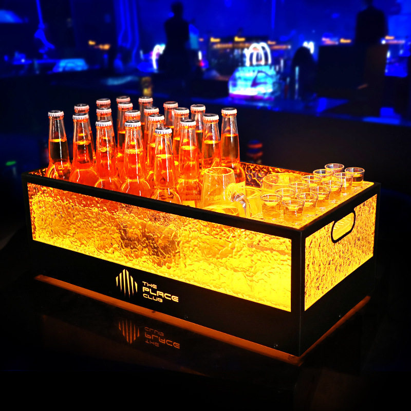 新款酒吧发光冰桶啤酒桶杯架分酒壶一体大号金属框香槟冰桶啤酒框