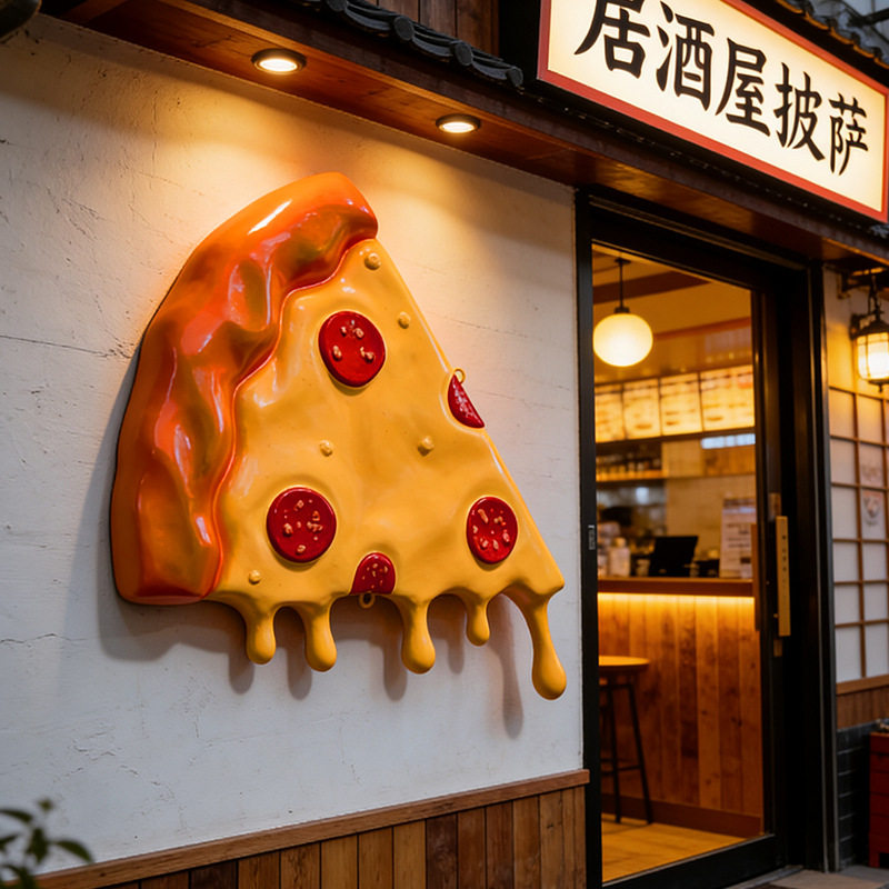 巨型门头仿真披萨模型玻璃钢雕塑蛋挞面包店门头打卡装饰摆件户外