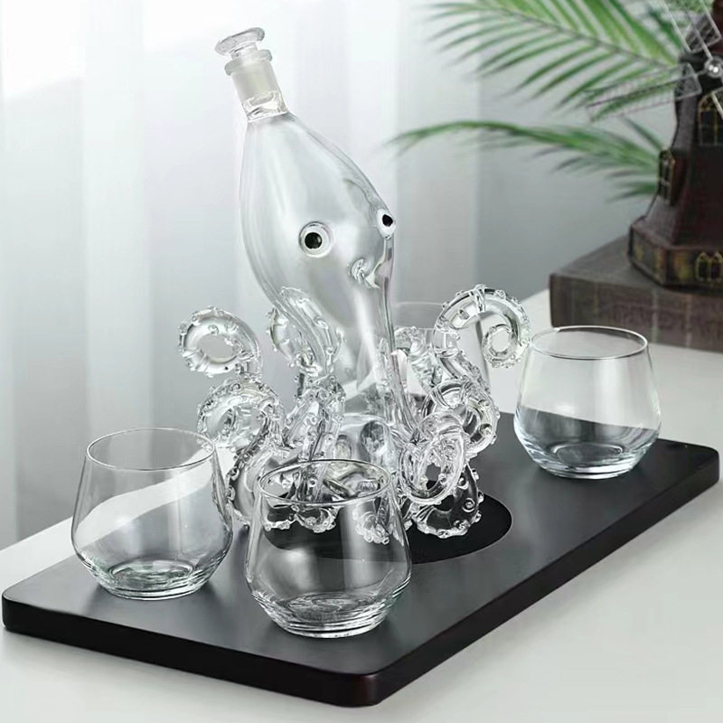 章鱼醒酒器泡酒瓶透明玻璃盛酒器工艺酒瓶创意设计分酒器
