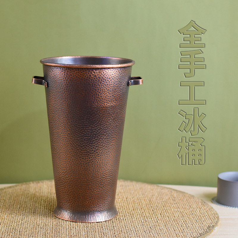 冰桶加厚纯紫铜手提冰桶香槟啤酒果茶可乐桶储存桶紫铜冰块桶手工