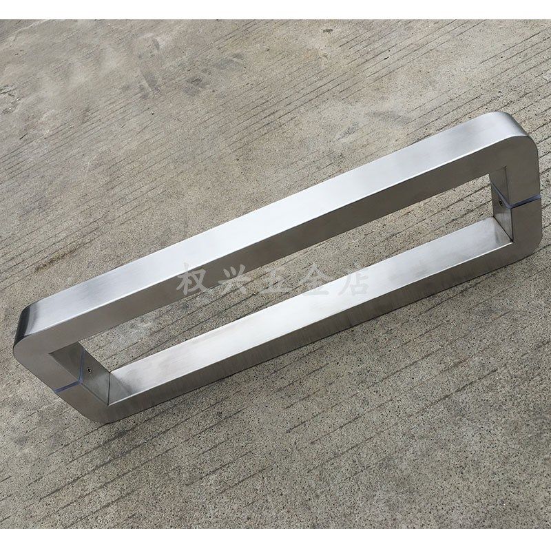 方形圆角新款拉丝不锈钢大门拉手地弹簧钢化玻璃门把手可定制加厚