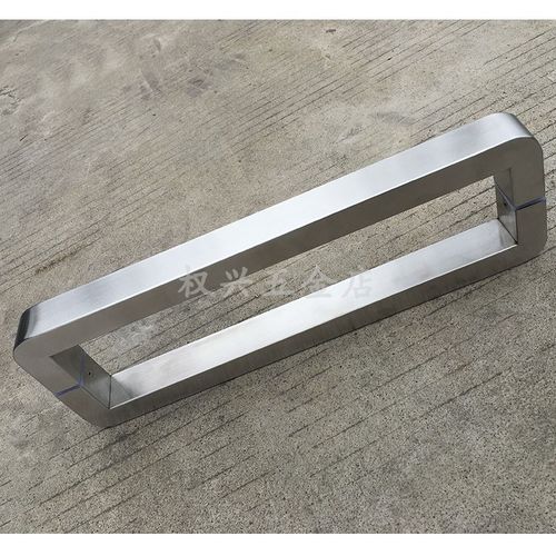 方形圆角新款拉丝不锈钢大门拉手地弹簧钢化玻璃门把手可定制加厚