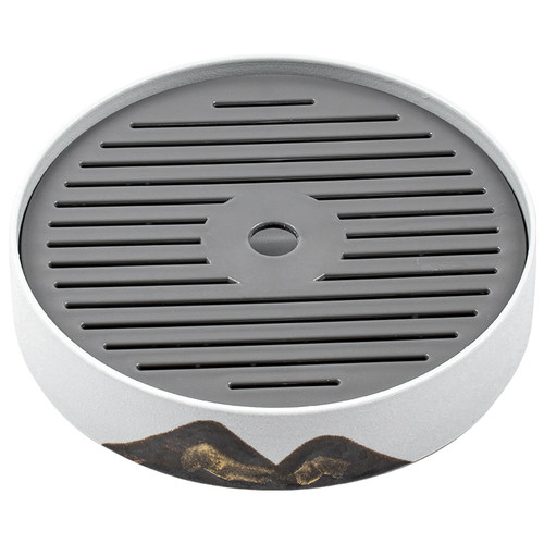 储水式陶瓷圆形茶盘家用客厅小型干泡盘小茶台功夫茶具茶托盘茶海