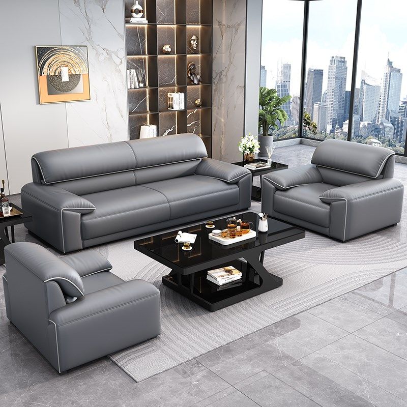 办公室沙发会客洽谈接待商务三人位办公沙发M简约现代套装茶几组