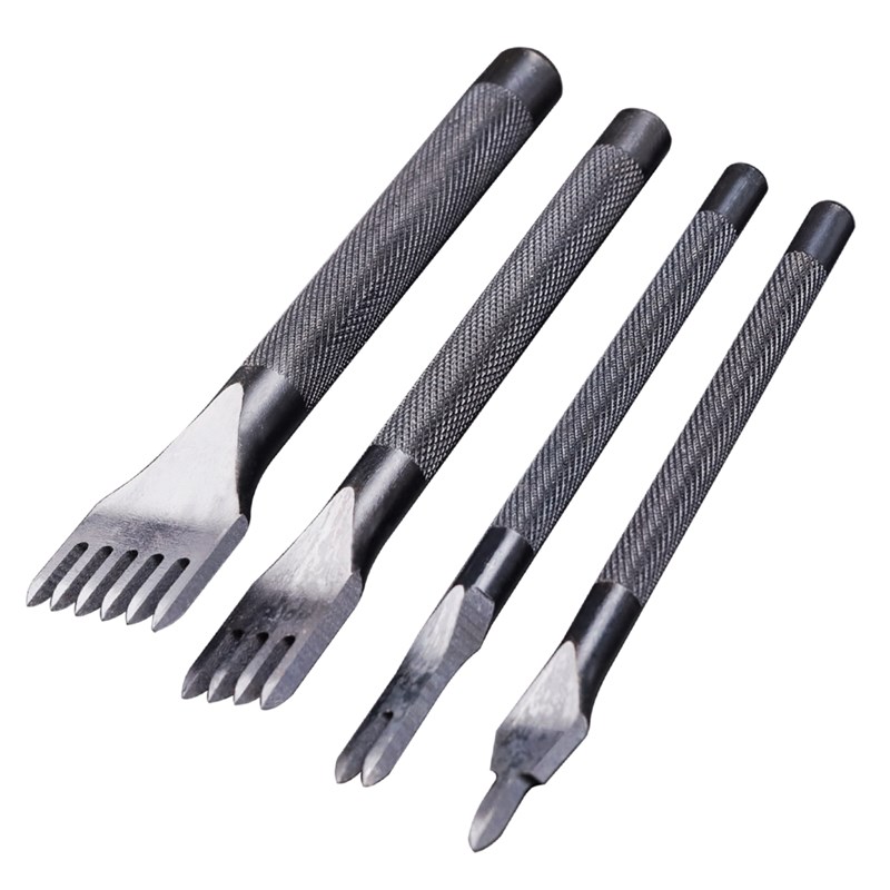 DIY日式黑花杆菱斩4mm打孔缝皮 植鞣革缝线打孔手W工具皮艺皮革