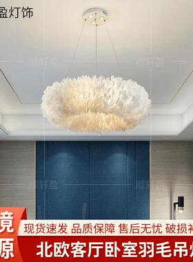 羽毛吊灯餐厅高级感客厅灯大厅主灯北欧网红奶油风卧室灯