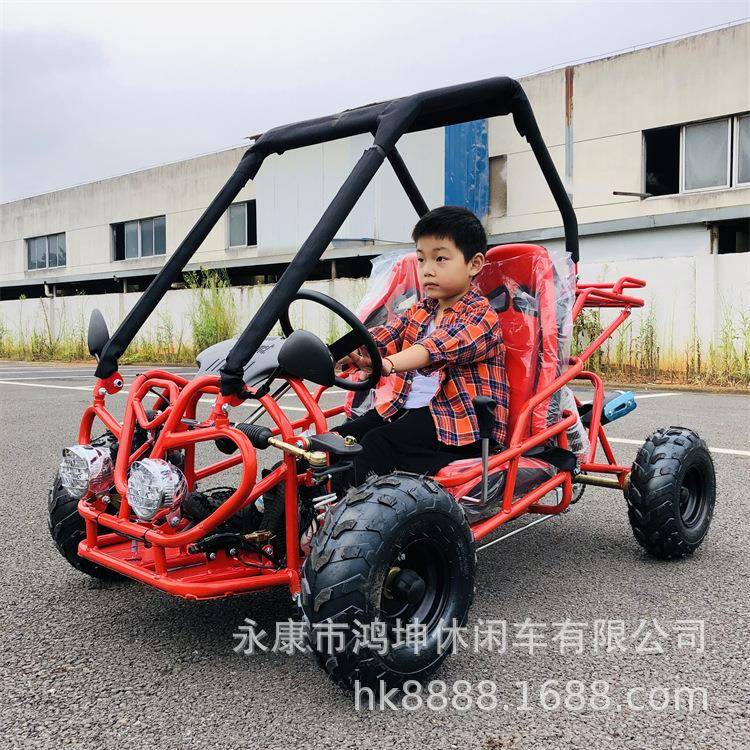 儿童越野卡丁车110cc双座汽油山地摩托钢管四轮场地漂移亲子娱乐