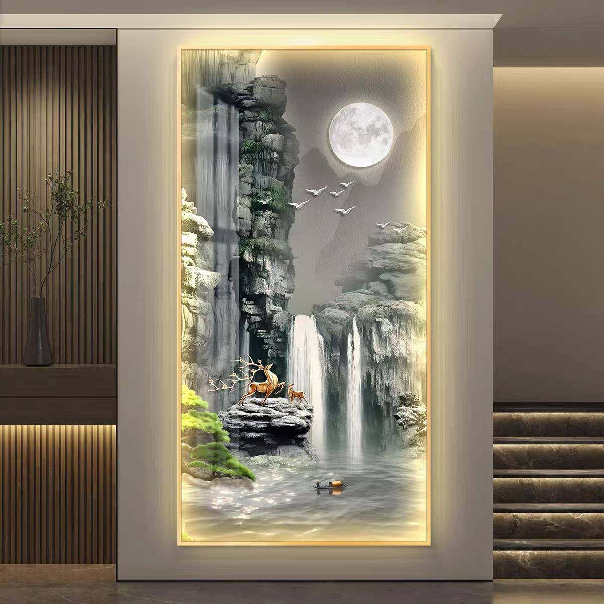 流水生财LED灯画过道走廊壁画入户玄关装饰画现代简约挂画,纺织面料/辅料/配套,纺织机械配件,淘宝优惠券,粉丝福利购,淘宝优惠卷