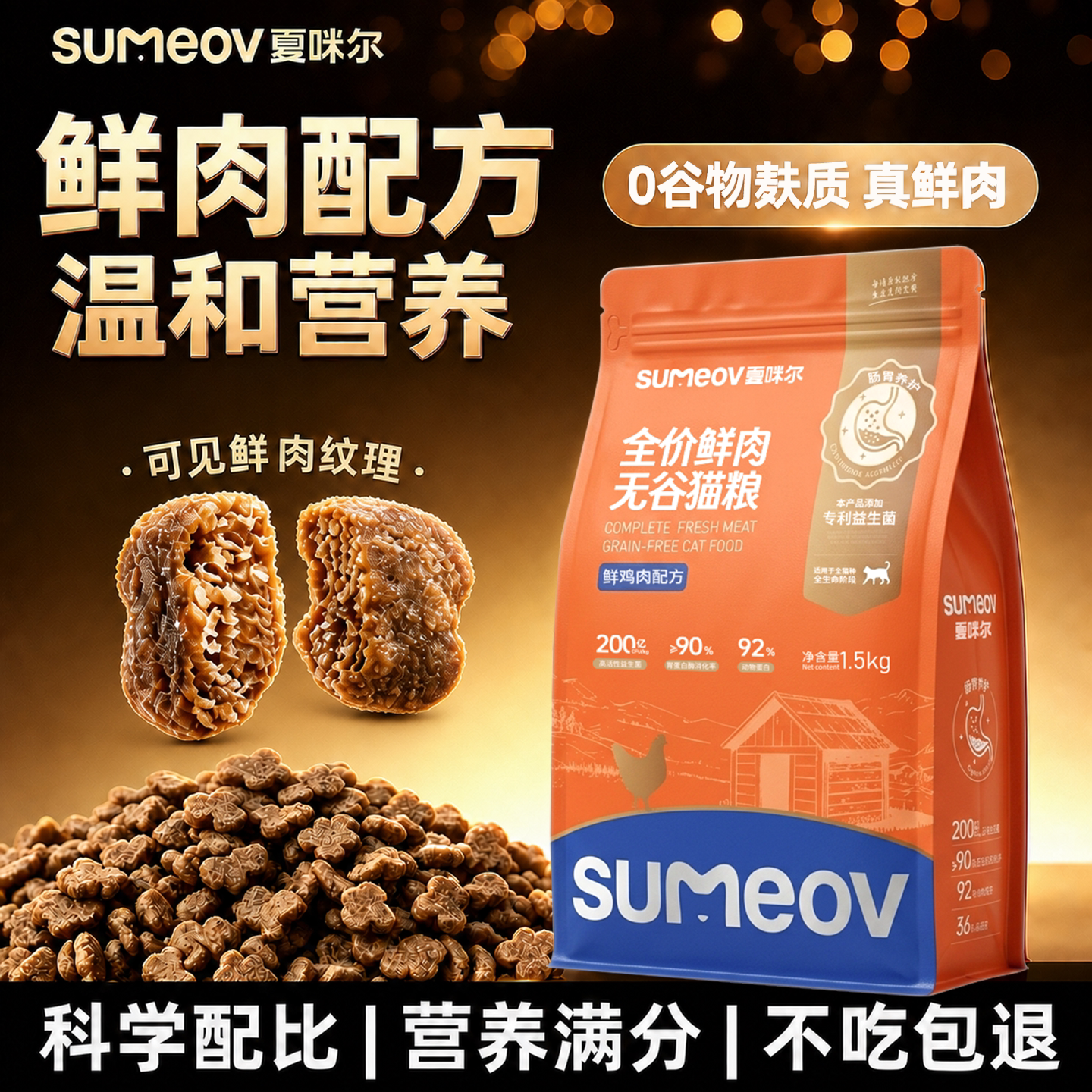 夏咪尔无谷鲜肉益生菌猫粮1.5kg图片