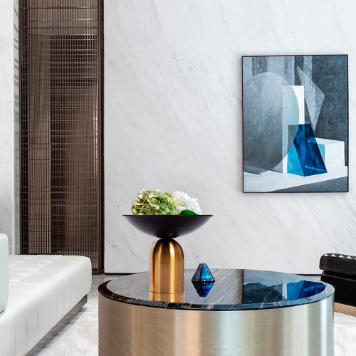 现代黑金果盘托盘摆件极简轻奢金属装饰品家具城搭配软装配套饰品