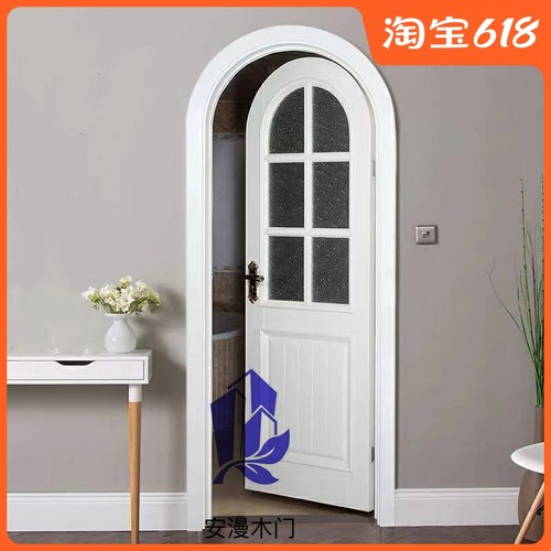 2021广州室内门卧室门房间门弧形拱形玻璃烤漆门定制实木复合平开