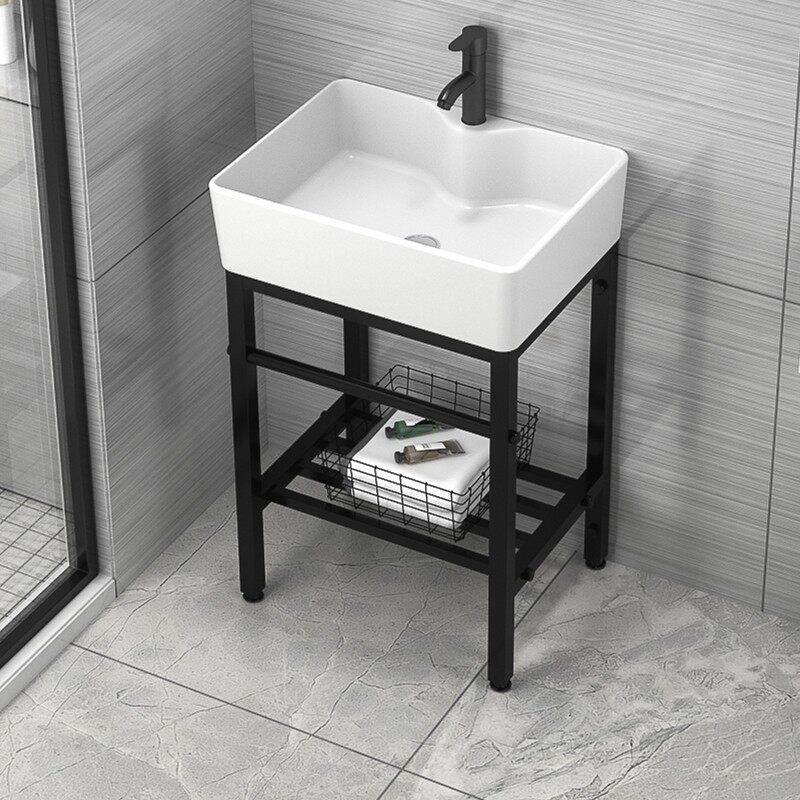 挂墙式洗脸盆陶瓷洗面盆阳台落地台盆手池支架不锈钢卫生间小户型