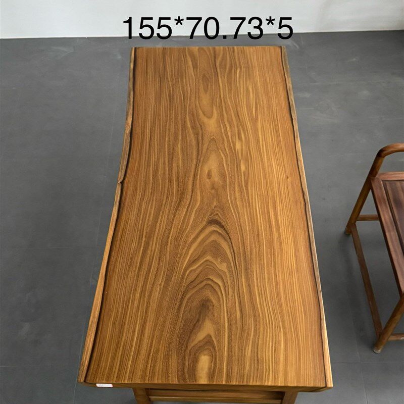 【专拍】非洲柚木155*70-73*5+亚克力桌腿+1.5米条凳,电梯上楼