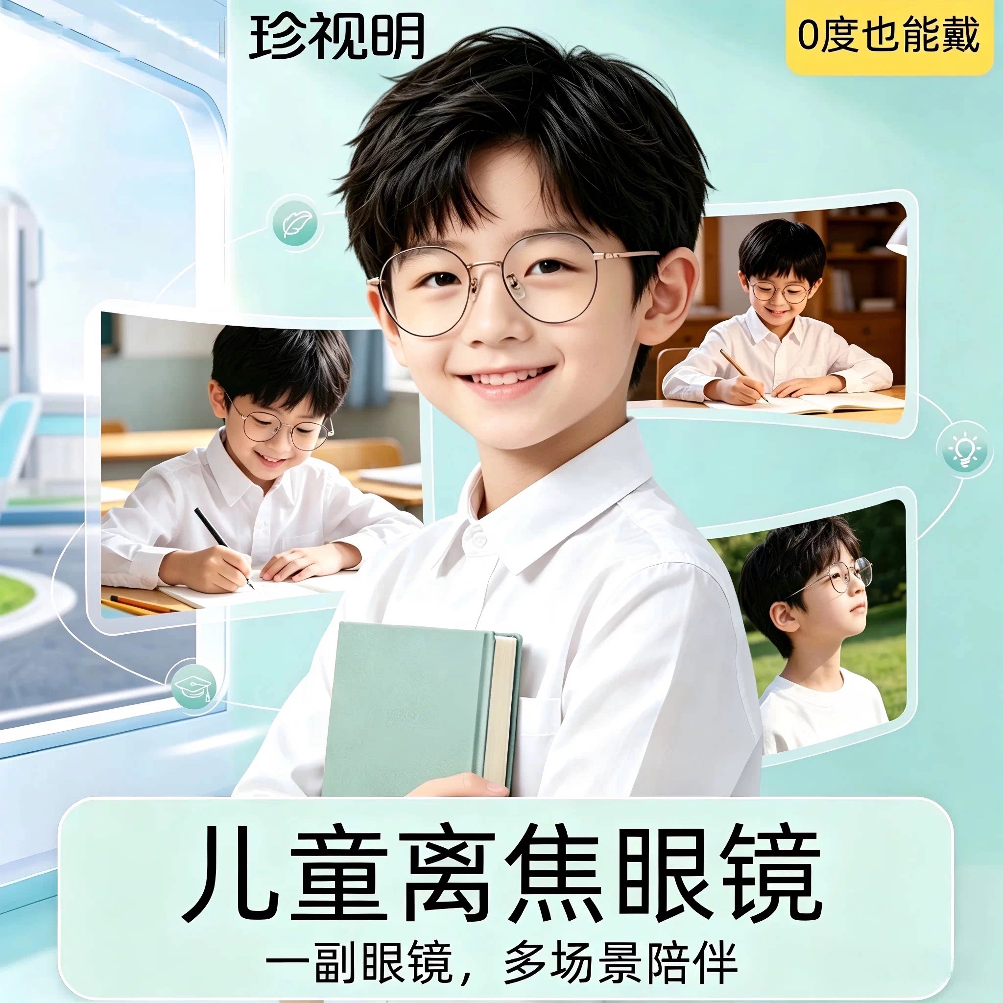 珍视明儿童眼镜学生防蓝光近视护眼睛抗辐射缓解度数增长离焦防控