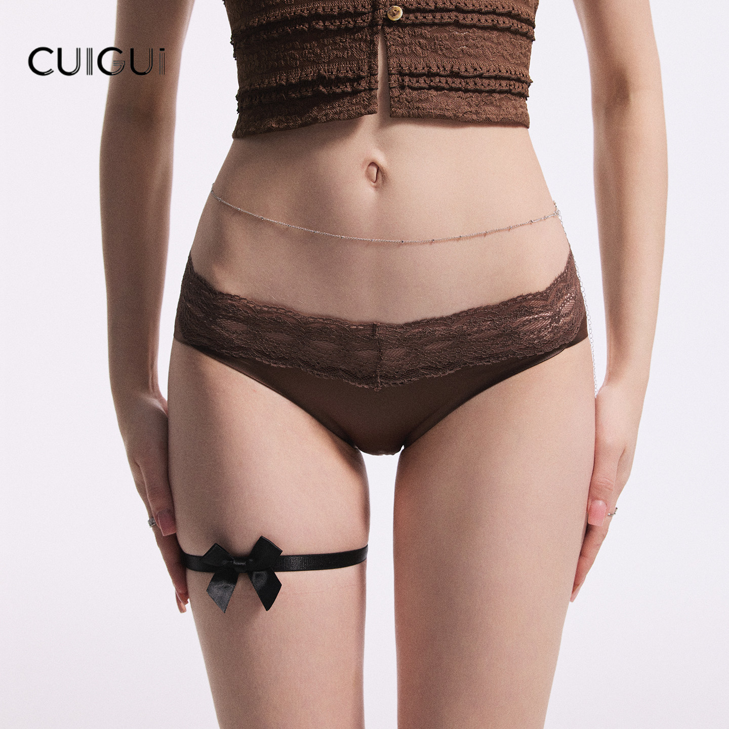 「CG」7A抗菌 一片式超薄无痕内裤女蕾丝无缝运动健身包臀三角裤