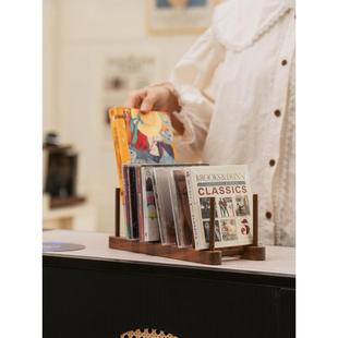 CD架存放架专辑DVD碟片CD机展示架桌面台面创意实木分格收纳架子