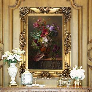 世界名画客厅花卉油画欧式古典荷兰静物杜鹃挂画餐厅玄关装饰画竖