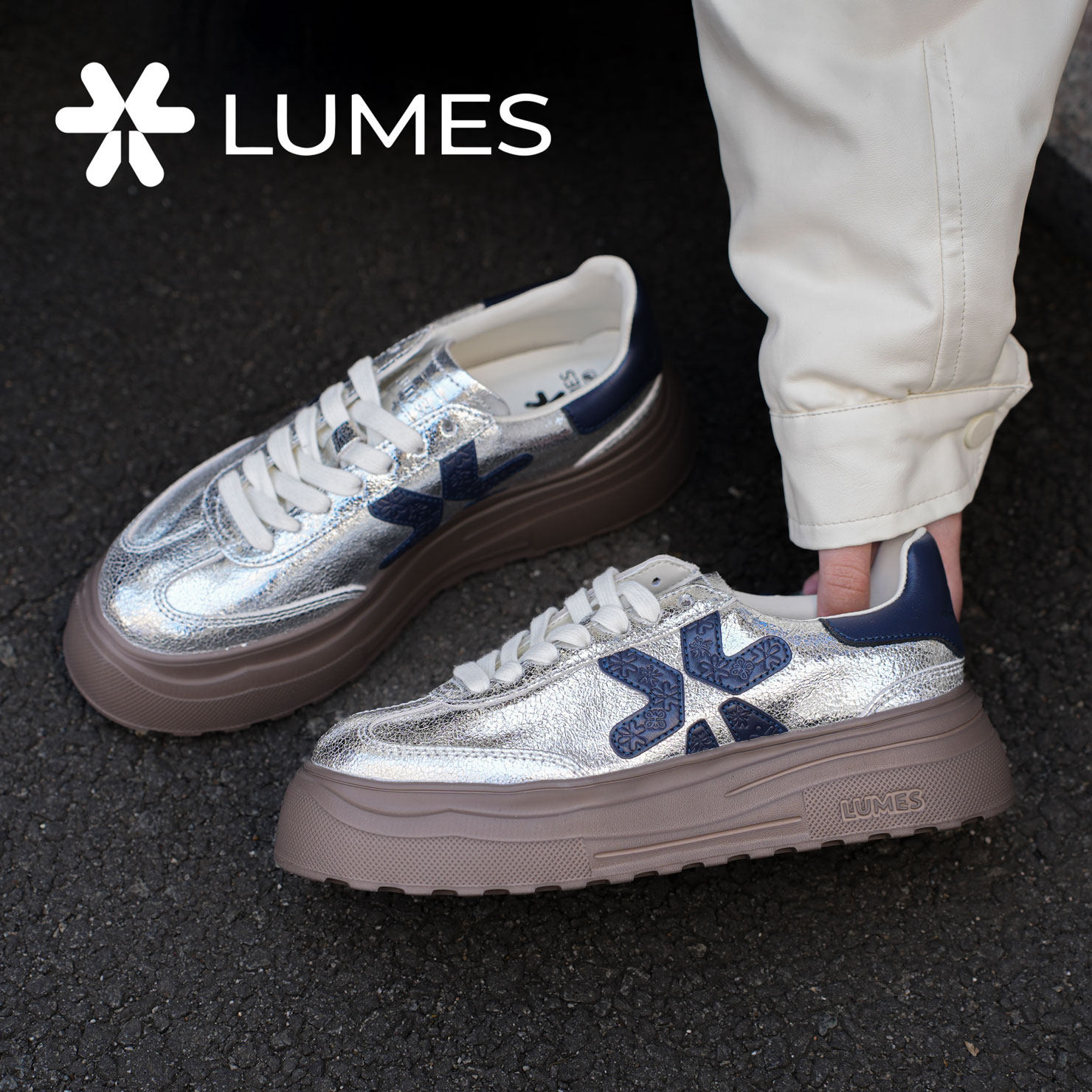 LUMES&YHGM厚底松糕休闲鞋女2026春夏季新款小个子增高5cm德训鞋