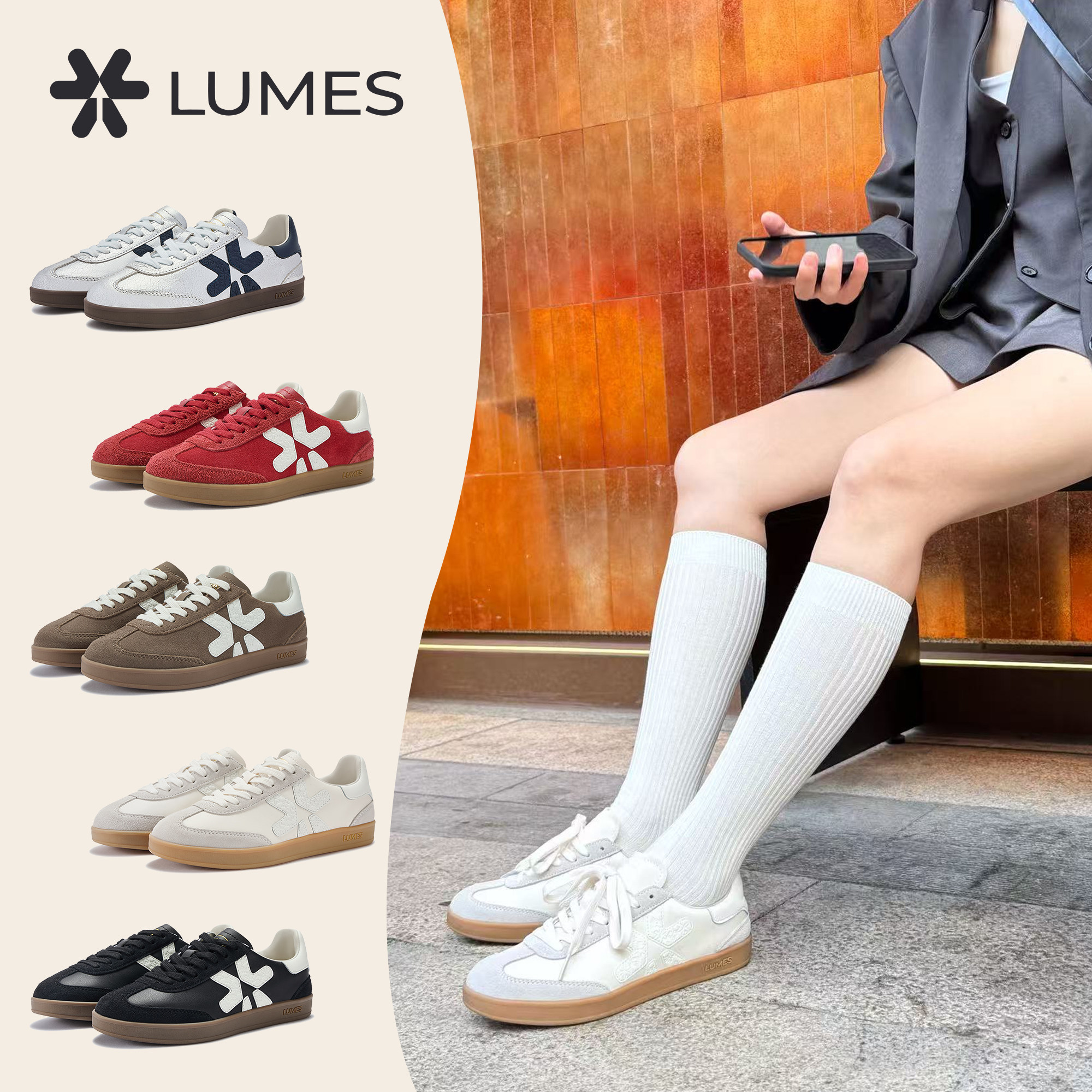 LUMES&YHGM超火德训鞋女款2026新款通勤配裙子百搭复古时尚休闲鞋