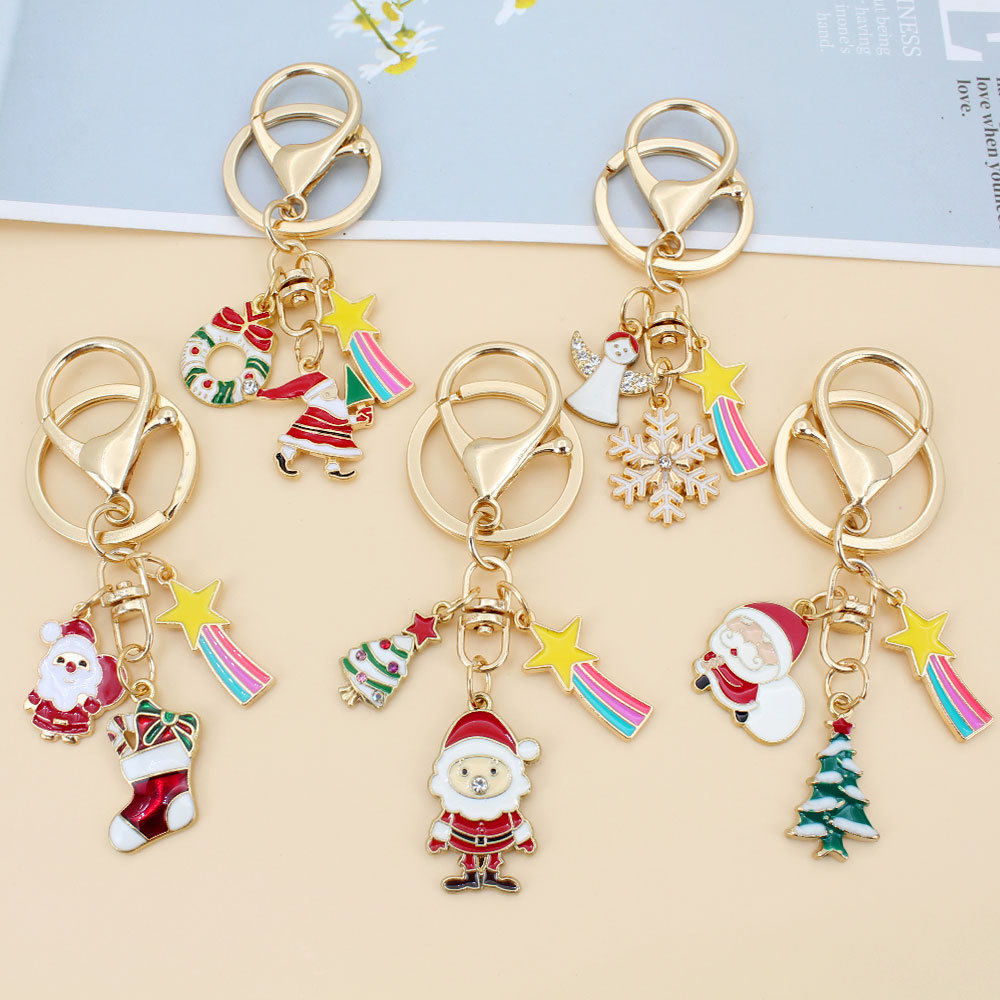 创意圣诞节钥匙扣挂件圣诞老人雪人包包装饰小礼品挂链送朋友礼物