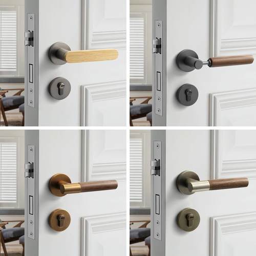 室内卧室房门锁新中式实木门把手分体锁磁吸静音门锁家用锁具