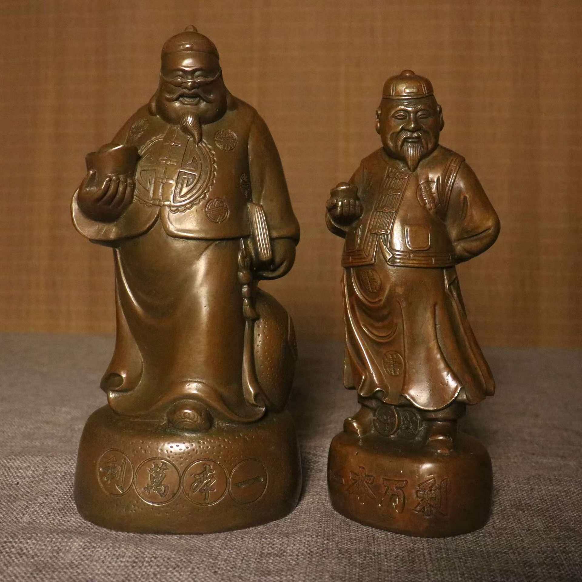 古铜器古玩收藏纯铜一本万利地主铜像摆件土财主摆件工艺品仿古