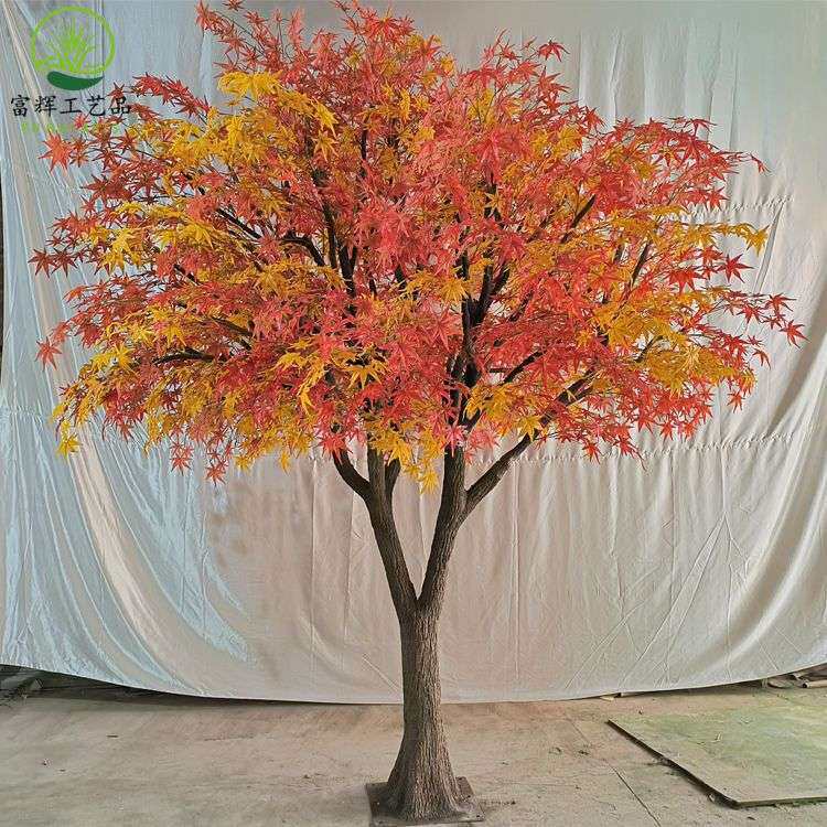 仿真红枫树桃花树桃花大型布景仿真树仿真花装饰道具摆件厂家