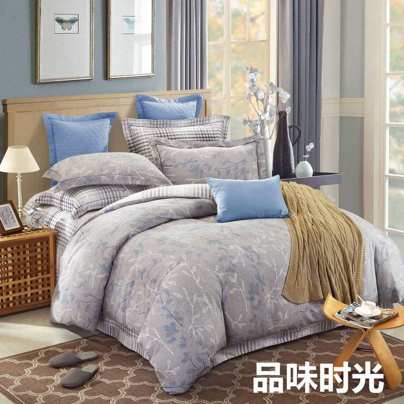 新品 活性印花 柔软全棉斜纹四件套床上用品 全棉床单家纺