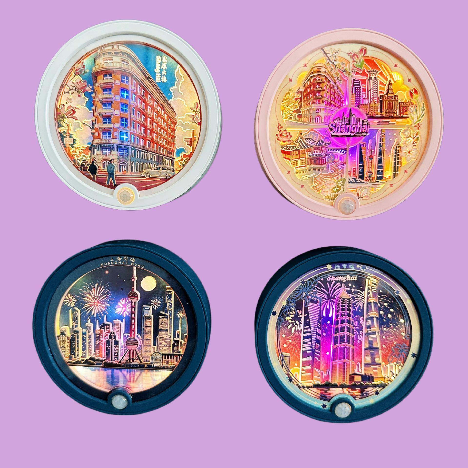 上海冰箱贴高级纸雕感应灯冰箱贴氛围灯文创旅游纪念品夜灯充电,鲜花速递/花卉仿真/绿植园艺,割草机/草坪机,淘宝优惠券,粉丝福利购,淘宝优惠卷