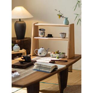 掬涵实木桌面置物架多层收纳架墙上置物架茶杯架茶壶架茶具收纳架