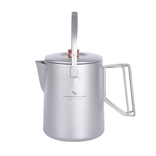 必唯纯钛手冲咖啡壶茶壶户外折叠便携烧水壶露营多功能咖啡杯茶杯