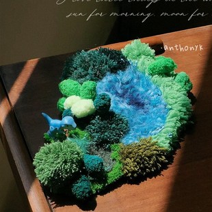 创意礼物书桌摆件 蓝屿间苔藓杯垫 成品