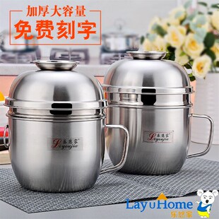 雅坚加厚不锈钢快餐杯圆形大号饭盒学生泡面碗食堂便当打饭缸 包邮