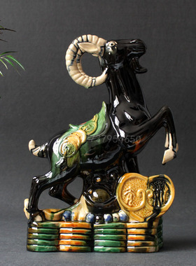 陶瓷羊摆件陶瓷羊十二生肖家居客厅办公室装饰品工艺礼品风生水起