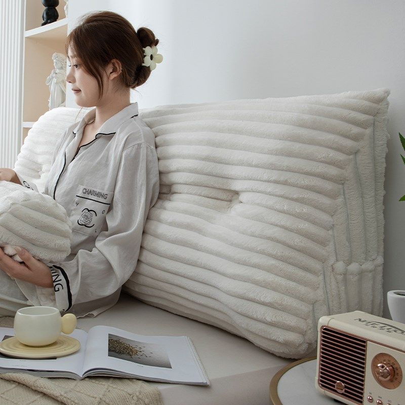 2024新款毛绒床头软包三角靠垫卧室护腰防撞靠背榻榻米靠枕可拆洗