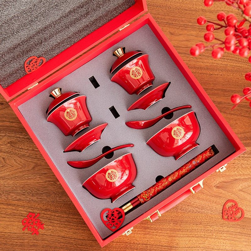 唐洁国潮风敬茶喜碗套装 高档改口喜杯红色婚碗 新人对碗陪嫁用品,节庆用品/礼品,喜碗/敬茶杯,淘宝优惠券,粉丝福利购,淘宝优惠卷