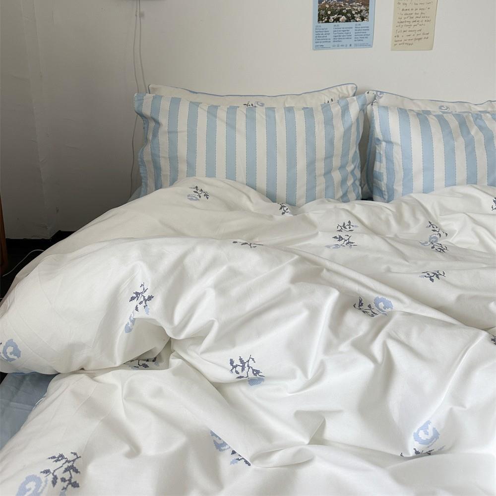 韩系全棉清新小碎花四件套田园纯棉床单被套宿舍亲肤床品四季舒适