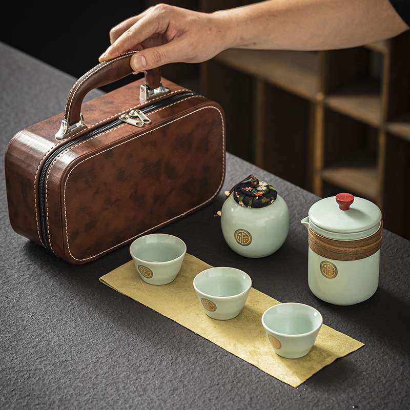 快客杯一壶三杯陶瓷便携旅行茶具套装功夫户外泡茶壶出差装备茶杯