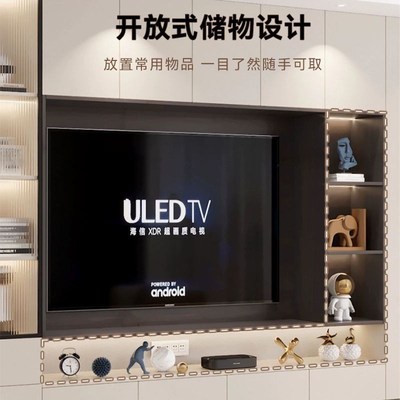 匠郁苑简约现代背景墙电视柜一体组合柜客厅实木满墙储物高柜定制
