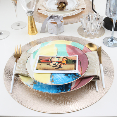 餐垫欧式轻奢皮革美式扇形防水防油高级餐盘垫餐具隔热餐桌垫