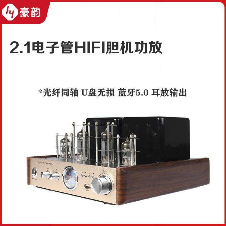 豪韵2030家用胆机功放2.0音响发烧级电子管前胆后石HiFi书架音箱