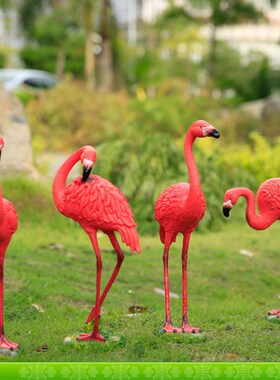户外庭院水池鸟类动物落地摆件园林婚庆玻璃钢发光仿真火烈鸟雕塑