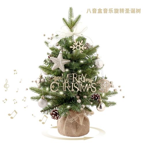 圣诞树2024新款家用小型桌面迷你摆件场景布置带灯会唱歌的高级感