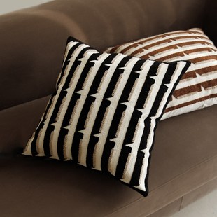 MILAa米拉法式 中古风米黑橘色几何立体绣抱枕轻奢民宿客厅沙发靠