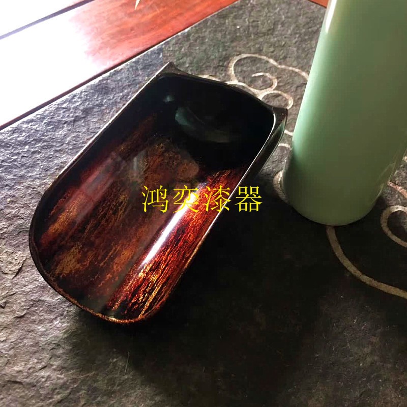 大漆茶则竹木纯手工老漆茶侧创意木质随手杯子文艺复古漆器咖啡杯