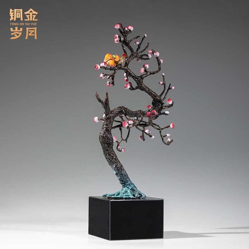 铜艺坊喜上眉梢喜鹊小鸟铜摆件家居客厅装饰金属铜工艺品乔迁送礼