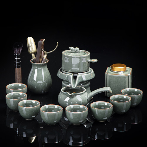 哥窑茶具套装创意懒人自动功夫茶具泡茶器石磨简约防烫喝茶杯家用