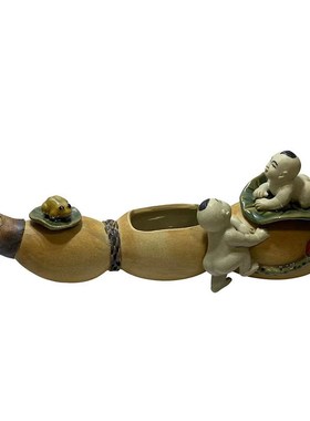 结婚礼品陶瓷莲藕童子多子寓意家居装饰吉祥摆件客厅创意礼品花插