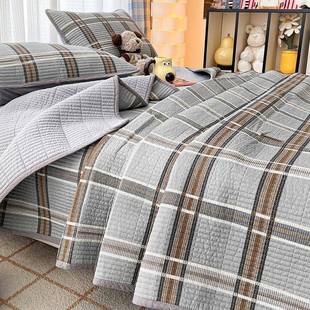 双面可用全棉水洗棉夹棉床盖加厚纯棉防滑秋冬季榻榻米床单三件套